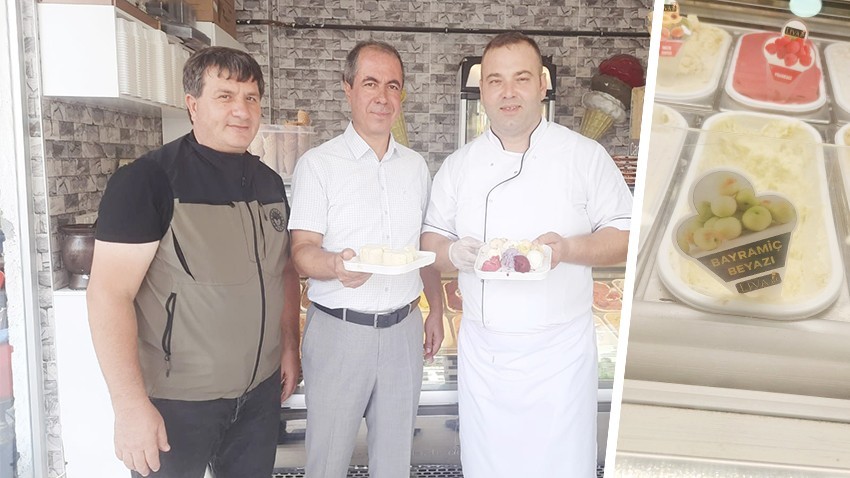 Bayramiç beyazından dondurma yapıldı