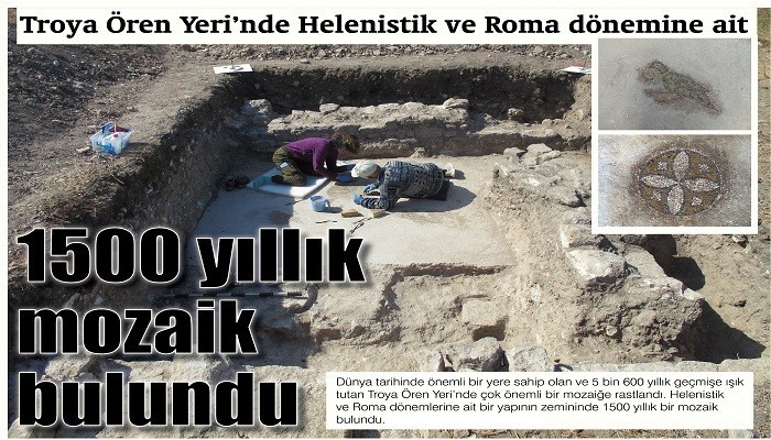 Troya Ören Yeri'nde Helenistik ve Roma dönemine ait 1500 yıllık mozaik bulundu