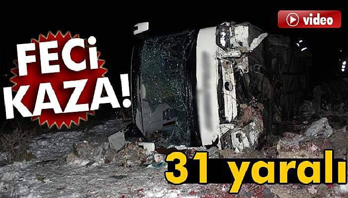 Feci kaza! Yolcu otobüsü devrildi: 31 yaralı