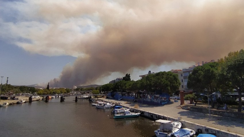 Yangının dumanları Çanakkale'nin merkezinden böyle görüntülendi! (VİDEO)