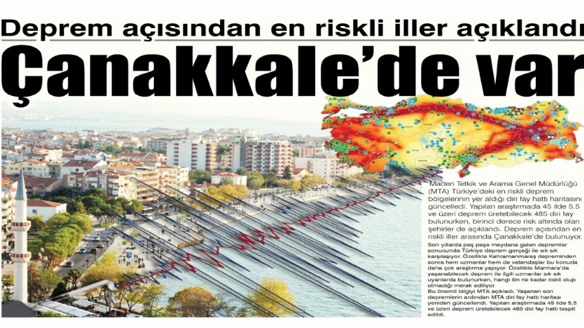 Deprem açısından en riskli iller açıklandı Çanakkale’de var