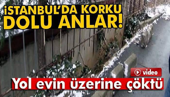  Sarıyer'de vatandaşın evine yol göçtü