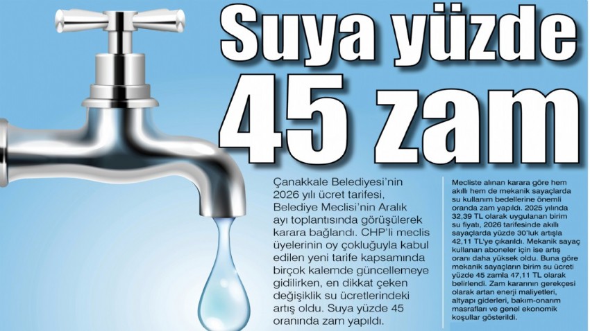 Suya yüzde 45 zam