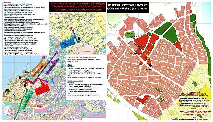 Toplantı ve yürüyüş güzergahları açıklandı