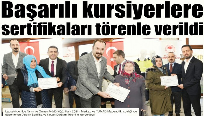 Başarılı kursiyerlere sertifikaları törenle verildi