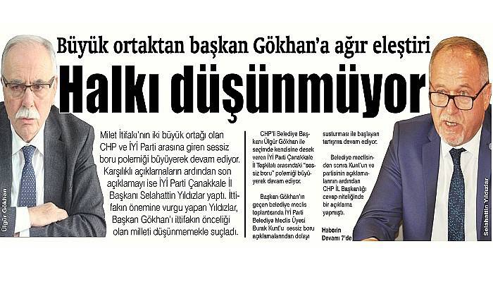 Büyük ortaktan başkan Gökhan’a ağır eleştiri Halkı düşünmüyor