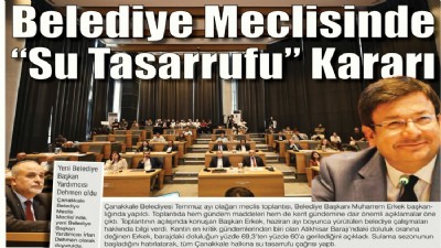 Belediye Meclisinde “Su Tasarrufu” Kararı