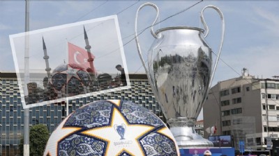 UEFA Şampiyonlar Ligi kupasının dev maketi Taksim Meydanı'nda