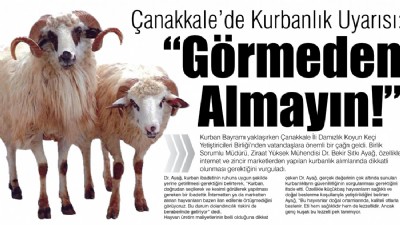Çanakkale’de Kurbanlık Uyarısı:“Görmeden Almayın!” (videolu)