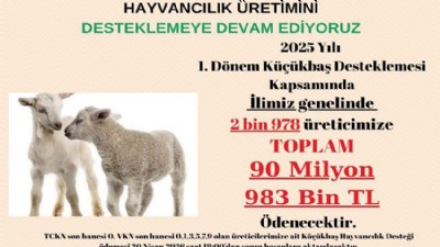 Küçükbaş Üreticilerine 91 Milyon Liralık Destek